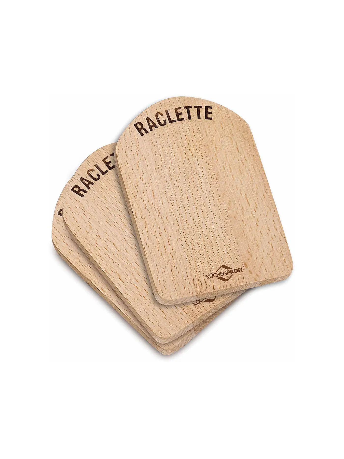 KUECHENPROFI | Raclette Brettchen Holz 4er Set | 